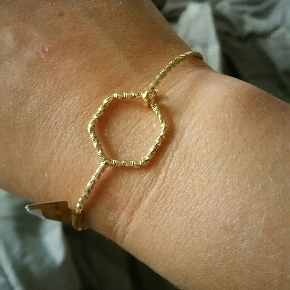 Gold-Tone Hexagon Accent Women's Bracelet